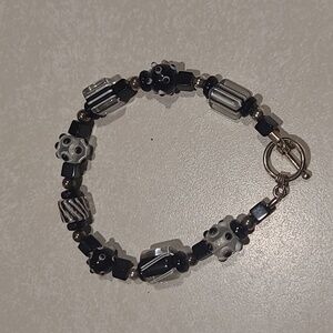 Black and White Art Glass Bracelet